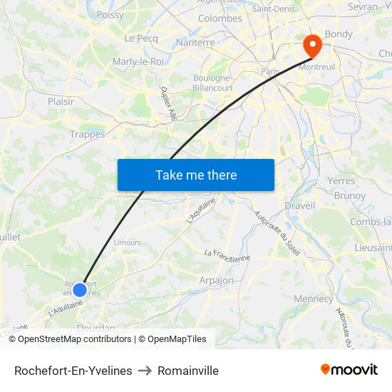 Rochefort-En-Yvelines to Romainville map