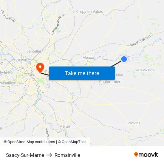 Saacy-Sur-Marne to Romainville map