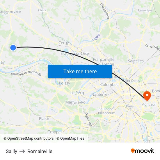 Sailly to Romainville map