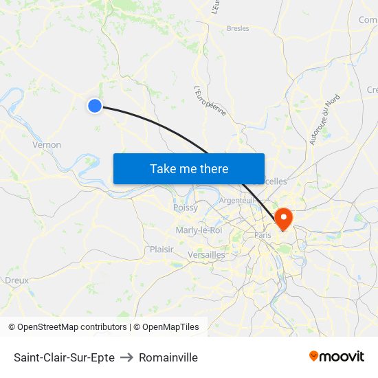 Saint-Clair-Sur-Epte to Romainville map