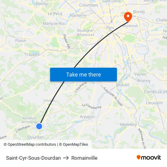 Saint-Cyr-Sous-Dourdan to Romainville map