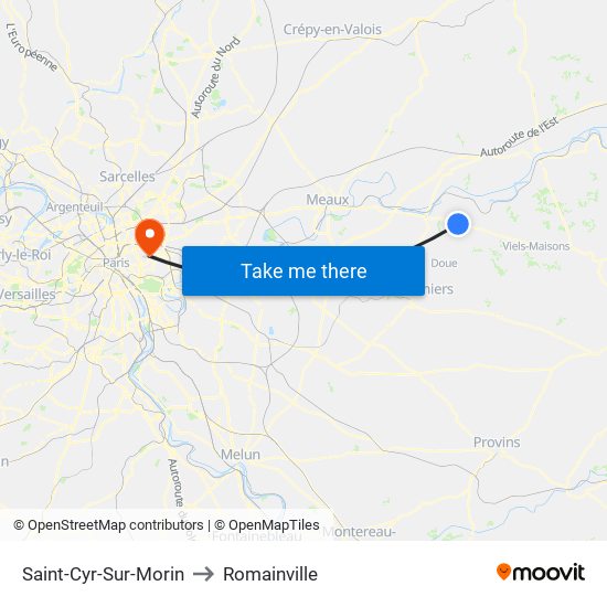 Saint-Cyr-Sur-Morin to Romainville map