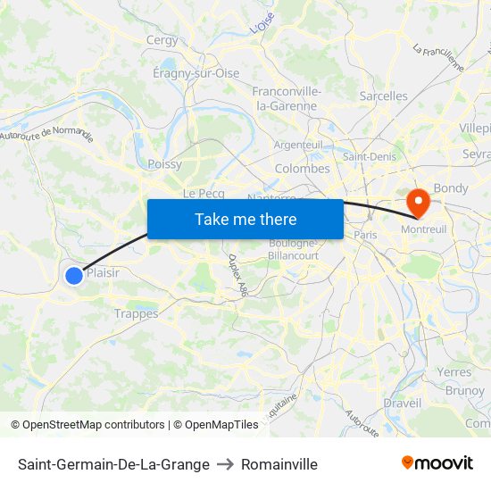Saint-Germain-De-La-Grange to Romainville map