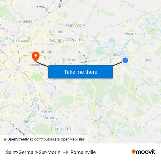 Saint-Germain-Sur-Morin to Romainville map
