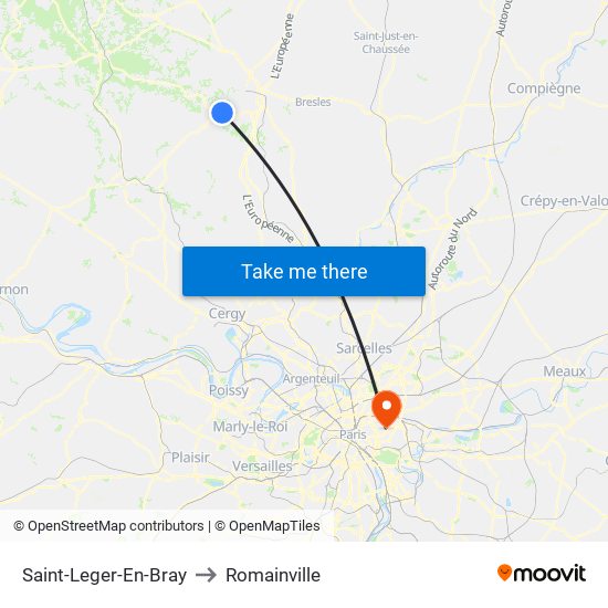 Saint-Leger-En-Bray to Romainville map