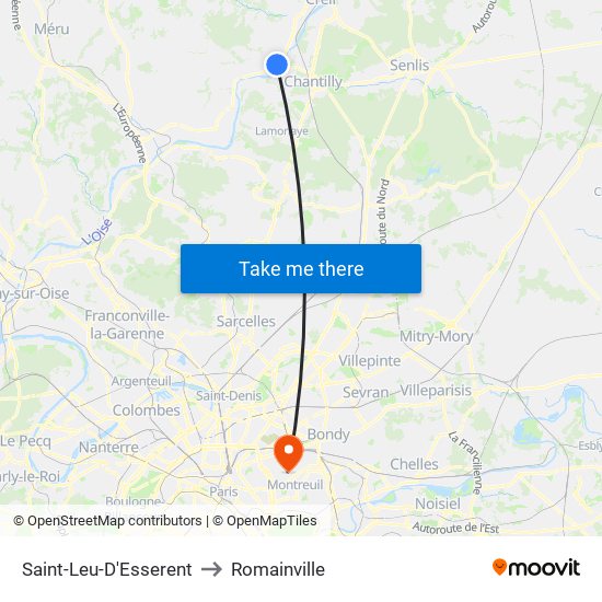 Saint-Leu-D'Esserent to Romainville map