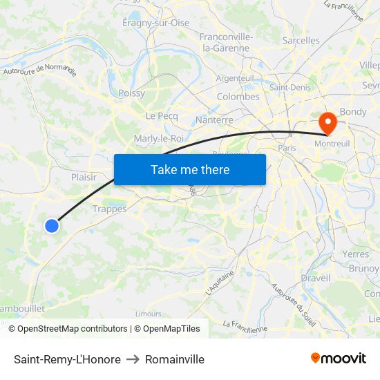 Saint-Remy-L'Honore to Romainville map