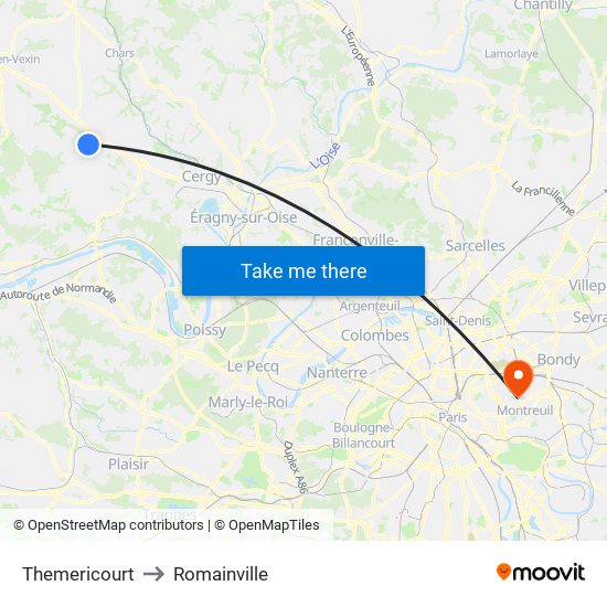 Themericourt to Romainville map