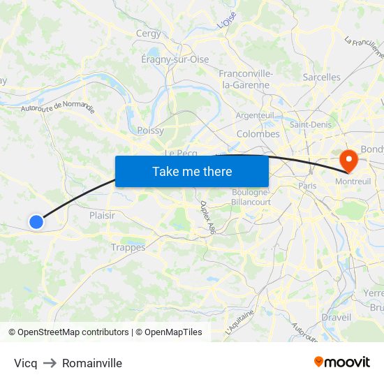 Vicq to Romainville map