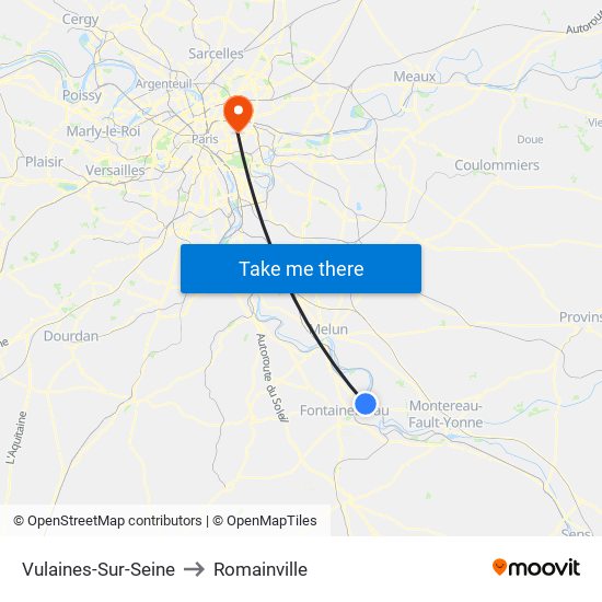 Vulaines-Sur-Seine to Romainville map