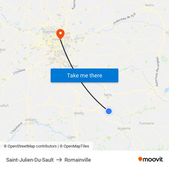 Saint-Julien-Du-Sault to Romainville map