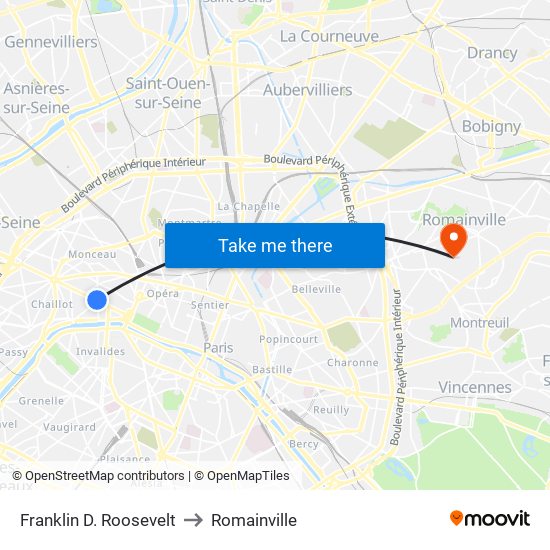 Franklin D. Roosevelt to Romainville map