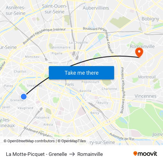 La Motte-Picquet - Grenelle to Romainville map