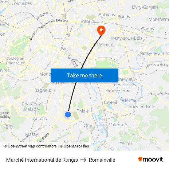 Marché International de Rungis to Romainville map