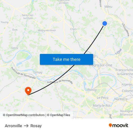 Arronville to Rosay map