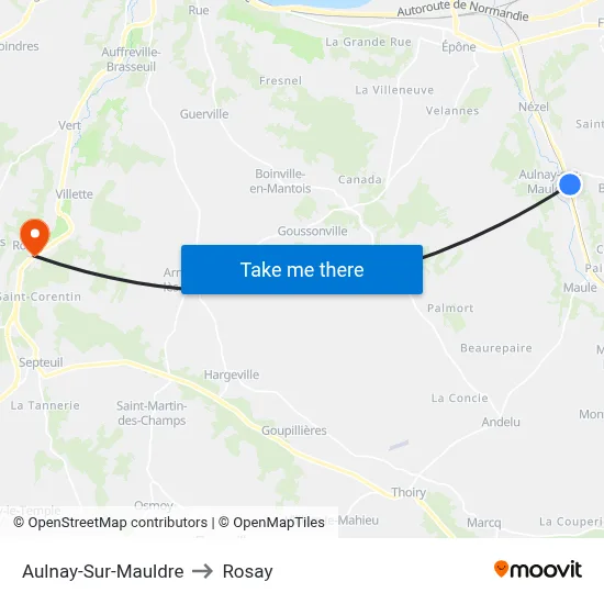 Aulnay-Sur-Mauldre to Rosay map