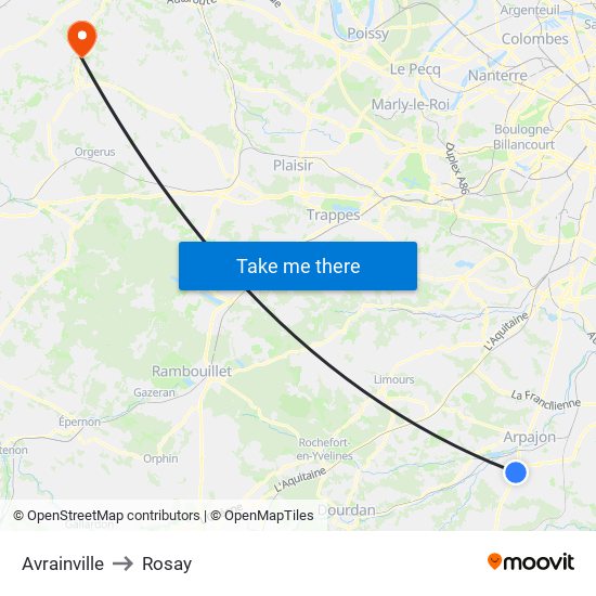 Avrainville to Rosay map