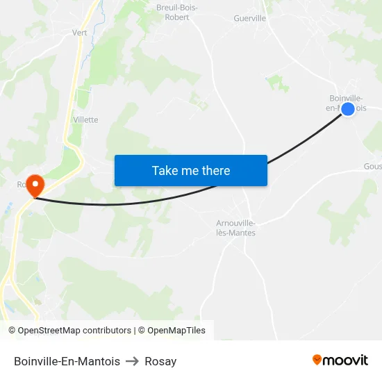 Boinville-En-Mantois to Rosay map