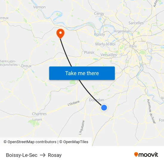 Boissy-Le-Sec to Rosay map