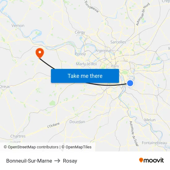 Bonneuil-Sur-Marne to Rosay map