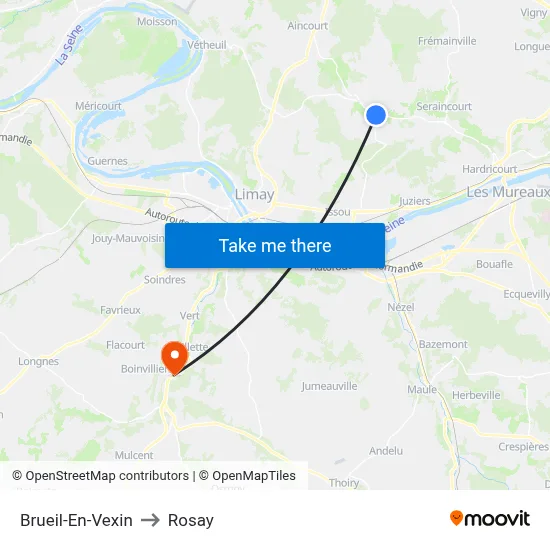 Brueil-En-Vexin to Rosay map