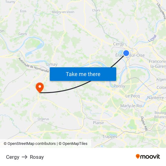 Cergy to Rosay map