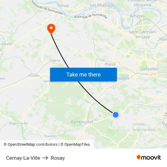 Cernay-La-Ville to Rosay map