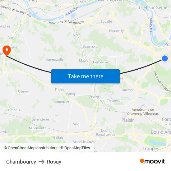 Chambourcy to Rosay map