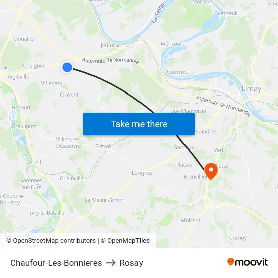 Chaufour-Les-Bonnieres to Rosay map