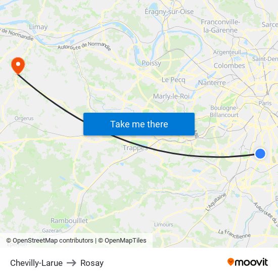 Chevilly-Larue to Rosay map