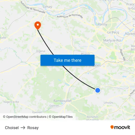 Choisel to Rosay map