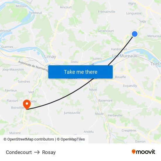 Condecourt to Rosay map