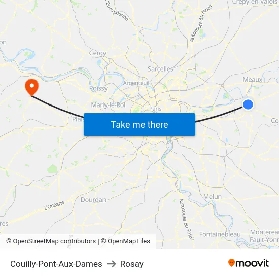 Couilly-Pont-Aux-Dames to Rosay map