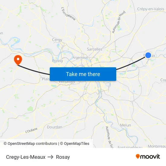 Cregy-Les-Meaux to Rosay map