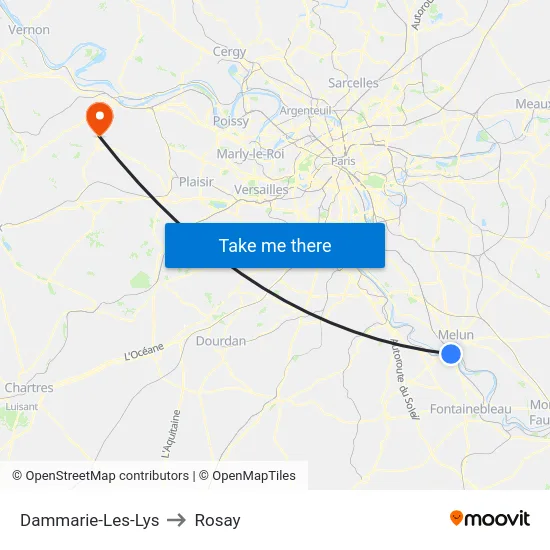 Dammarie-Les-Lys to Rosay map