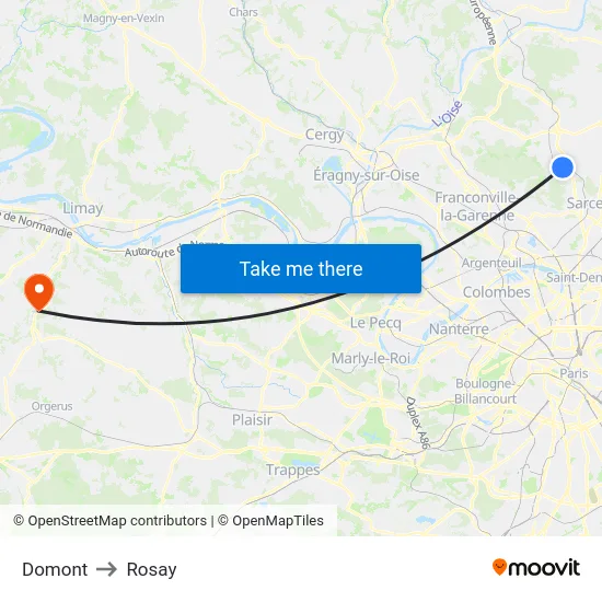 Domont to Rosay map