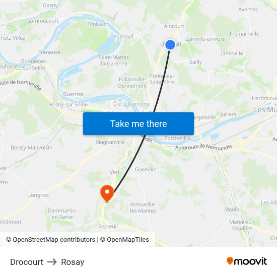 Drocourt to Rosay map