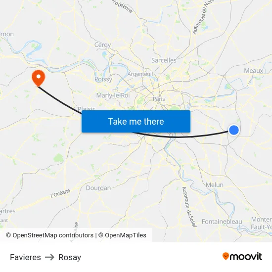 Favieres to Rosay map