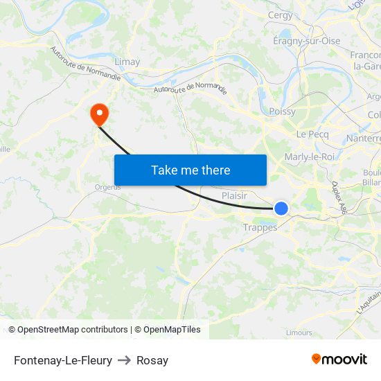 Fontenay-Le-Fleury to Rosay map