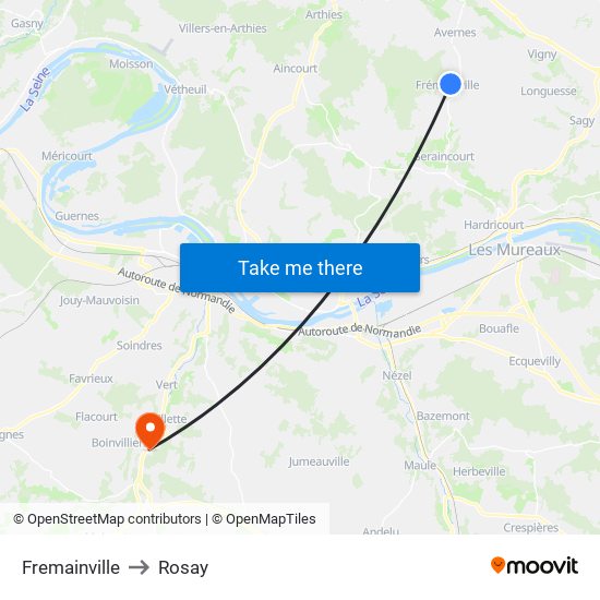Fremainville to Rosay map