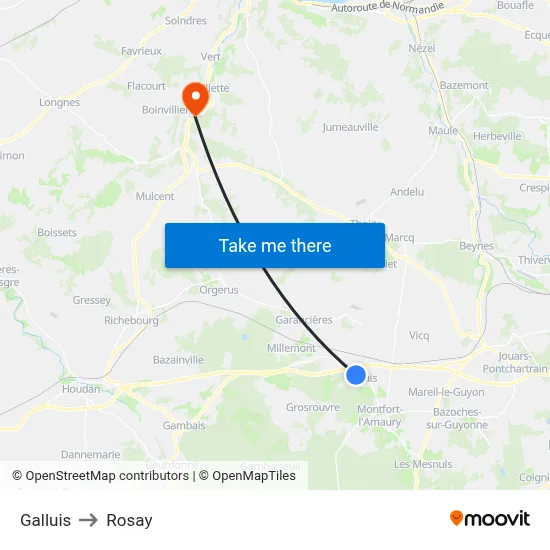 Galluis to Rosay map