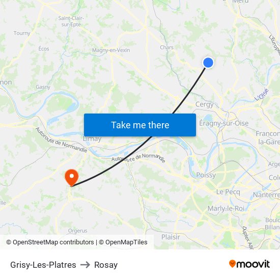 Grisy-Les-Platres to Rosay map