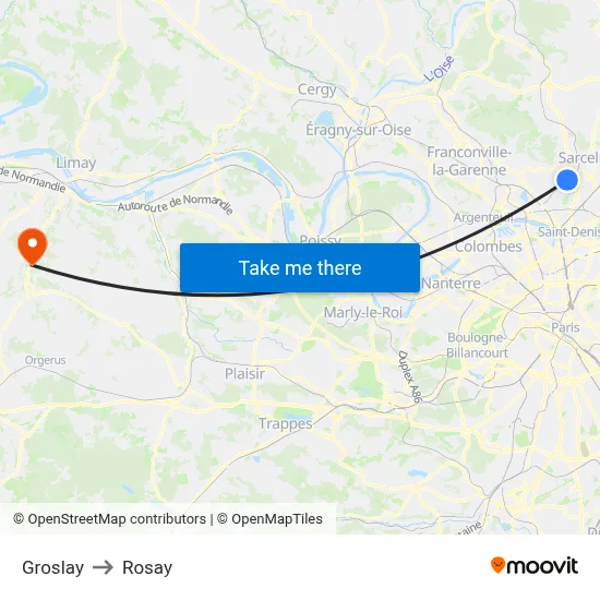 Groslay to Rosay map