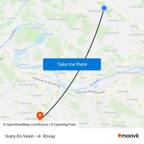 Guiry-En-Vexin to Rosay map