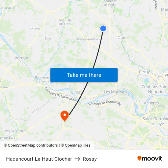 Hadancourt-Le-Haut-Clocher to Rosay map