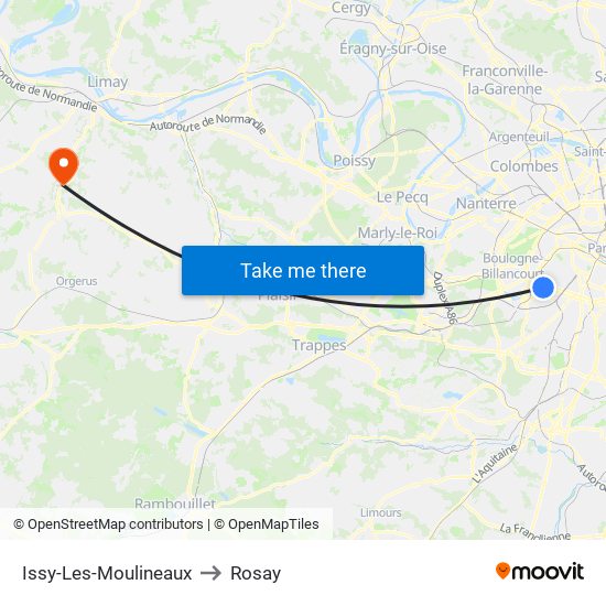 Issy-Les-Moulineaux to Rosay map