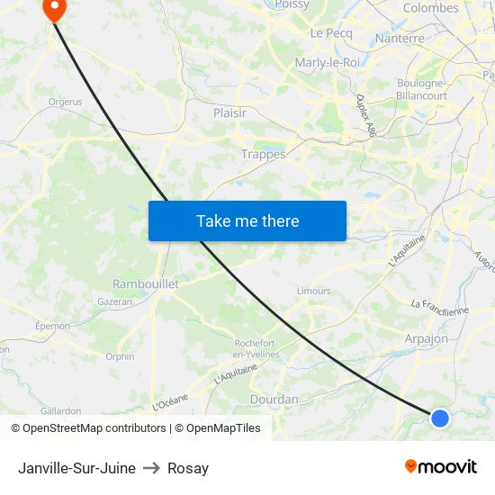 Janville-Sur-Juine to Rosay map