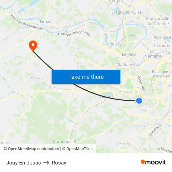 Jouy-En-Josas to Rosay map