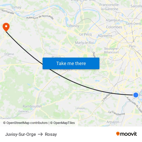 Juvisy-Sur-Orge to Rosay map