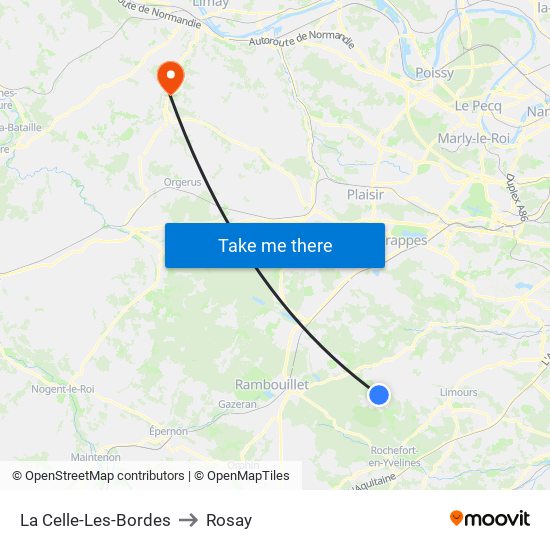 La Celle-Les-Bordes to Rosay map